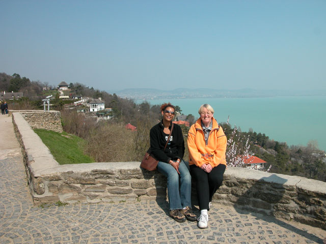 Leona and Sheelagh in Tihany